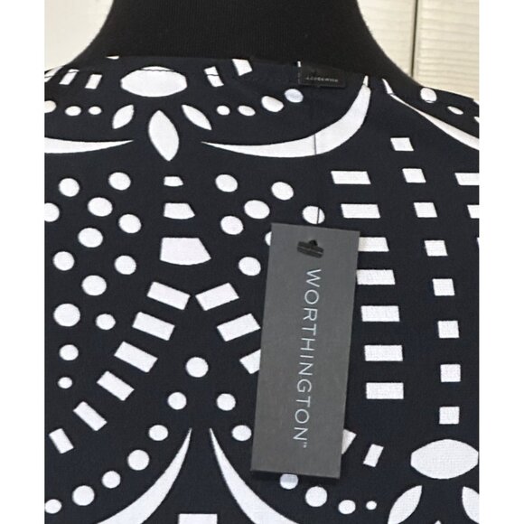 Worthington Geometric Blouse Cap Sleeve Polyester Blend Women's Size Petite S - Picture 13 of 13